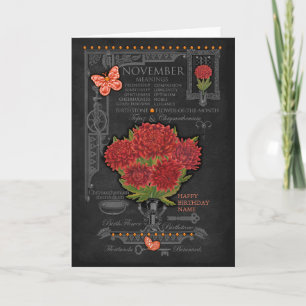 Birth Flower November Chalk Personalised Card