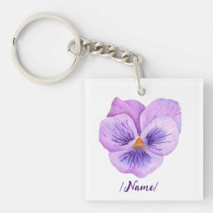 Birth Flower Pansies  Holiday gift Key Ring