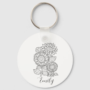 Birth Flower  - Personalized Birth Flower Key Ring
