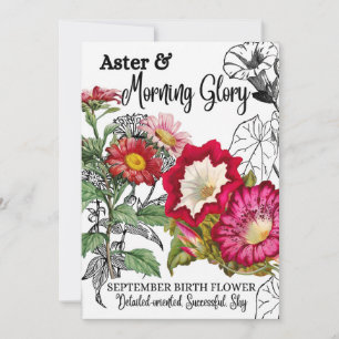 Birth Flower, September, Morning Glory, Aster Holiday Card