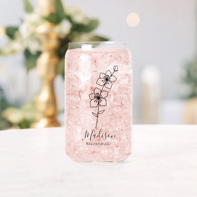 Birth Flowers March Cherry Blossom Bridemaid Gifts Can Glass (Insitu (Wedding))