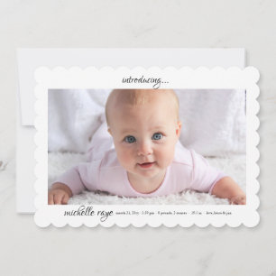 Birth Introduction White Photo Birth Announcement