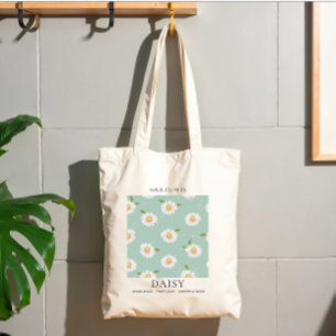 Birth Month Daisy Flower Spearmint Paste Colour Tote Bag