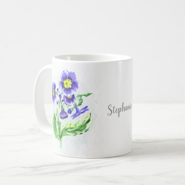 Birth Month February Violet Flower Name Coffee Mug (Front Left)