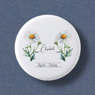 Birth Month Flower April Daisy 3 Cm Round Badge