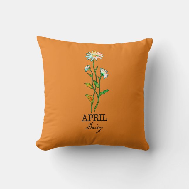 Birth Month Flower April Daisy Cushion (Front)