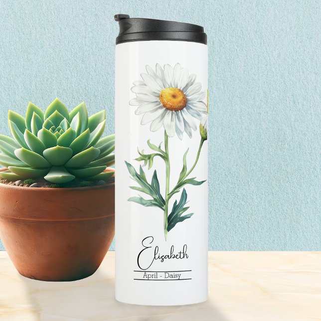 Birth Month Flower April Daisy Thermal Tumbler (Creator Uploaded)