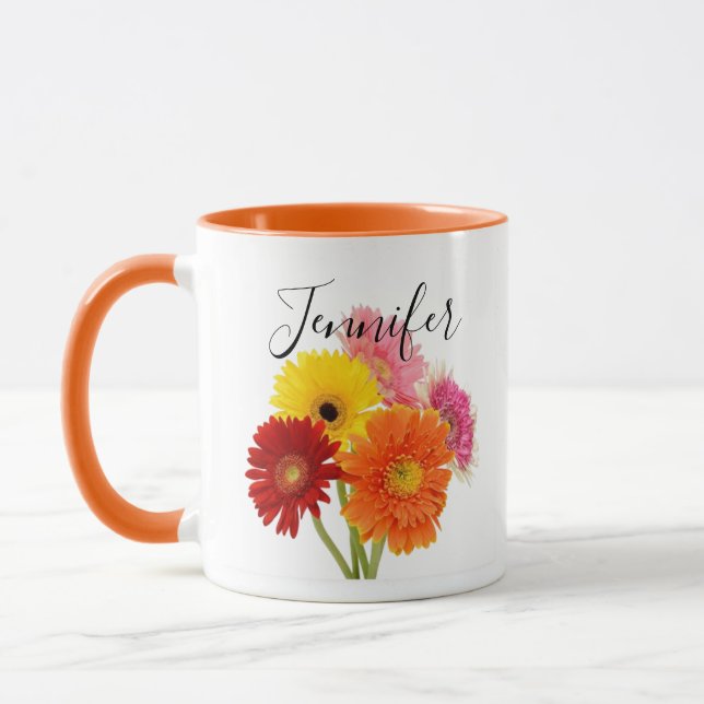 Birth month flower-April personalised mug (Left)