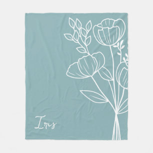 Birth Month Flower, August Calligraphy Name Fleece Blanket