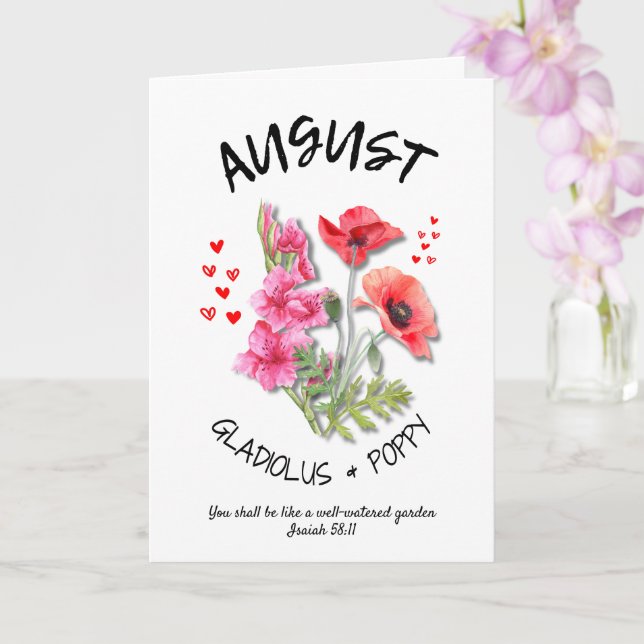 Birth Month Flower AUGUST Christian Birthday Card (Orchid)