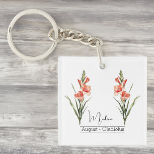 Birth Month Flower August Gladiolus Key Ring