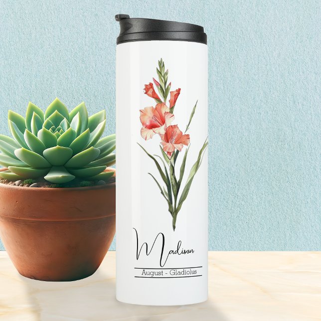 Birth Month Flower August Gladiolus Thermal Tumbler (Creator Uploaded)