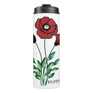 Birth Month Flower August Poppy Thermal Tumbler