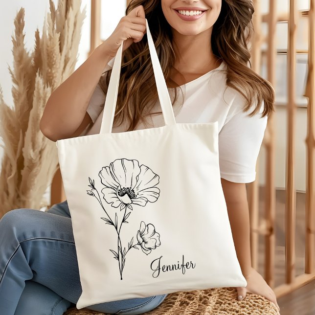 Birth Month Flower Birthday Women Mum Mothers Day Tote Bag (Creator Uploaded)