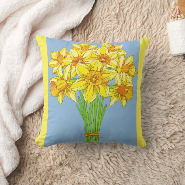Birth Month Flower Born in March Daffodil Flowers Cushion (Blanket)