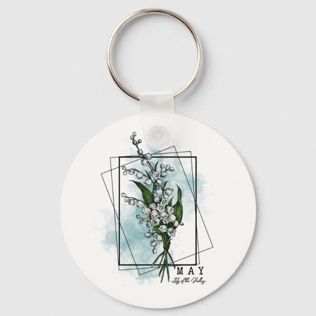 Birth Month Flower Born in May Lily of the Valley  Key Ring (Front)