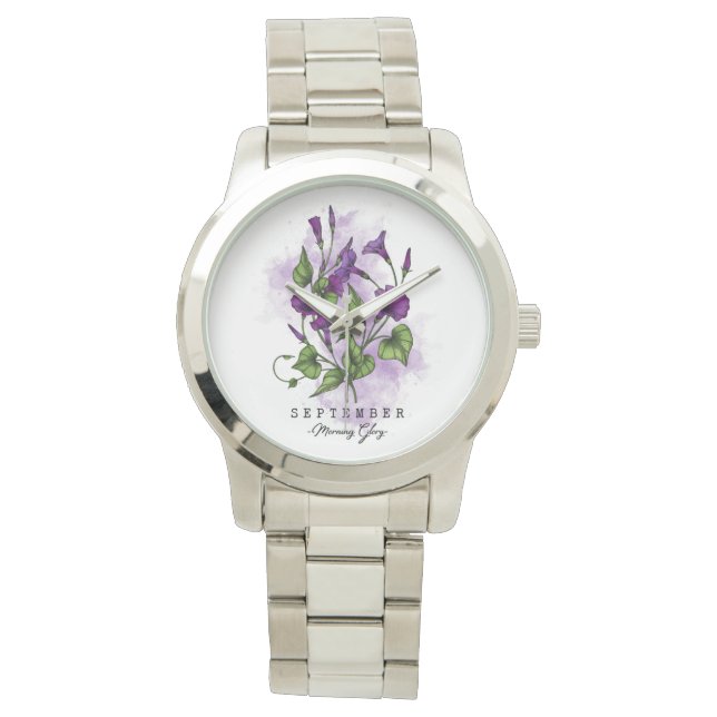 Birth Month Flower Born in September Morning Glory Watch (Front)