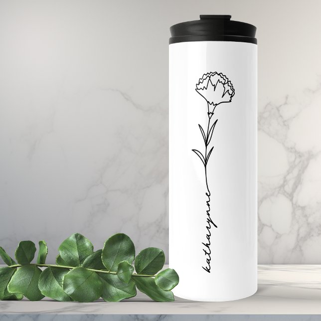 Birth Month Flower Carnation January Birthday Thermal Tumbler (January Birth Month Flower Tumbler)