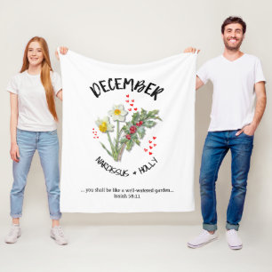 Birth Month Flower DECEMBER Christian Fleece Blanket