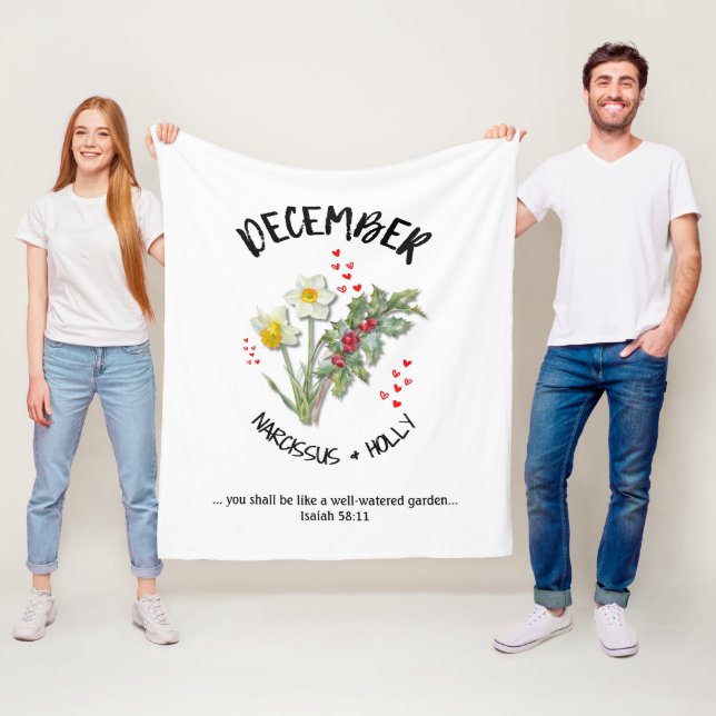 Birth Month Flower DECEMBER Christian Fleece Blanket (In Situ)