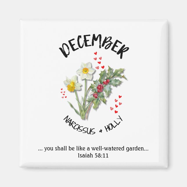 Birth Month Flower DECEMBER Christian Magnet (Front)
