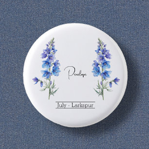 Birth Month Flower July Larkspur 3 Cm Round Badge