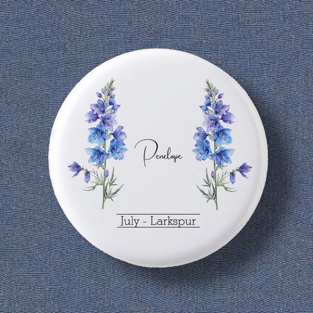 Birth Month Flower July Larkspur 3 Cm Round Badge (Creator Uploaded)