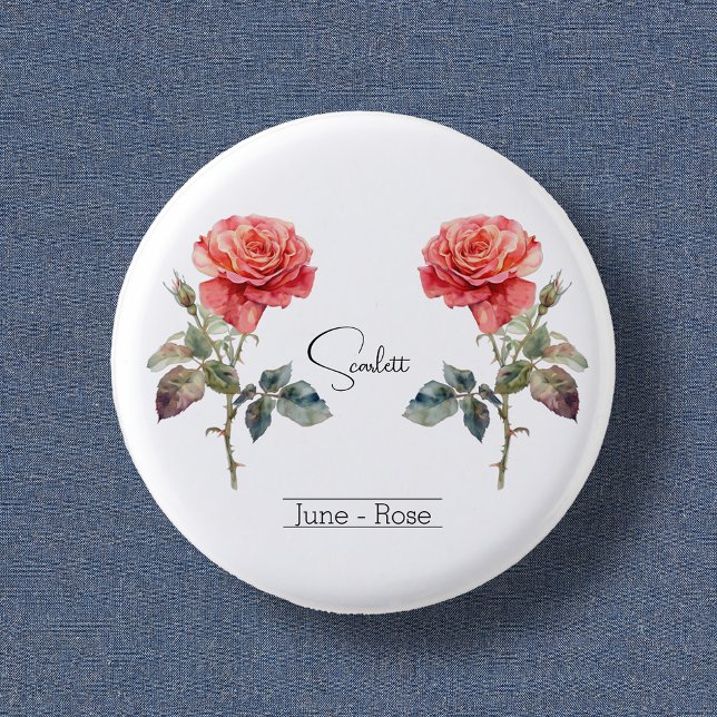 Birth Month Flower June Rose 3 Cm Round Badge (Creator Uploaded)