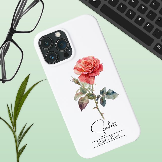 Birth Month Flower June Rose Case-Mate iPhone Case (Creator Uploaded)