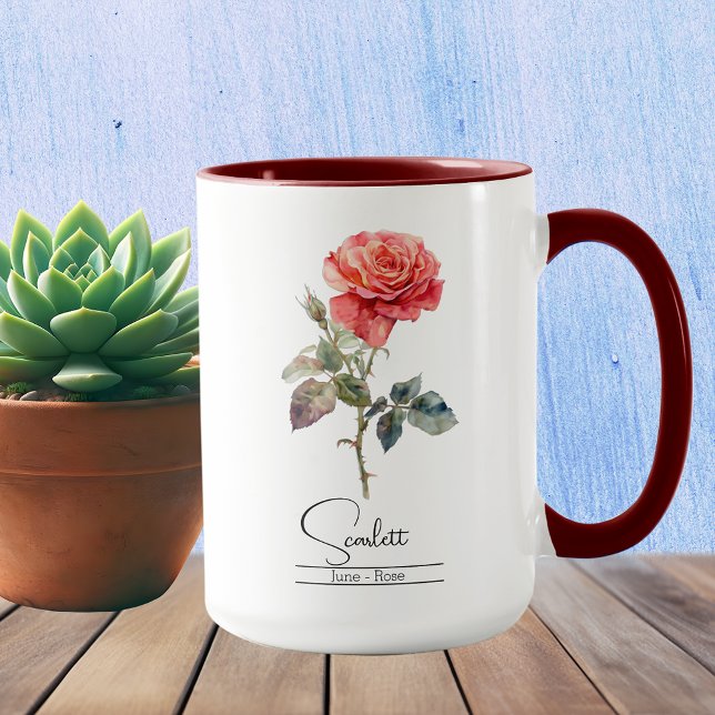 Birth Month Flower June Rose Mug (Creator Uploaded)