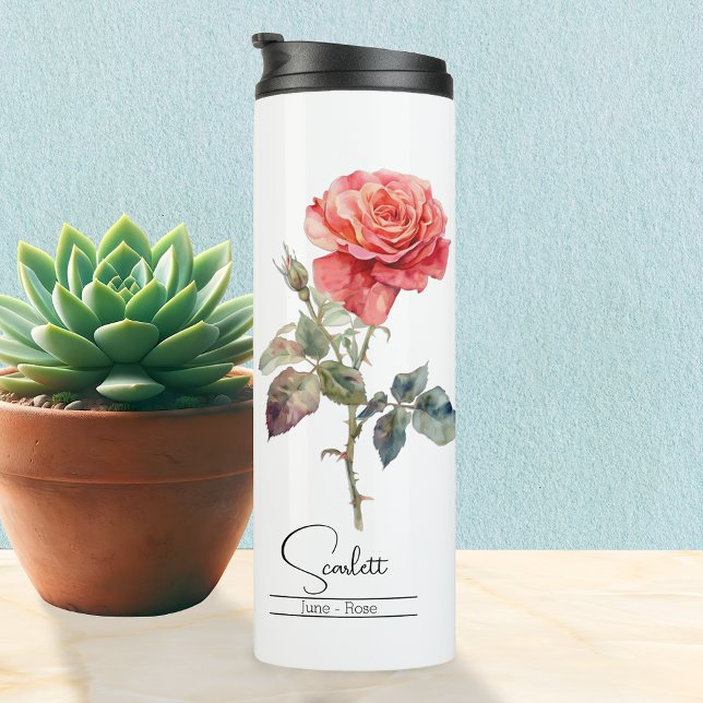 Birth Month Flower June Rose Thermal Tumbler (Creator Uploaded)