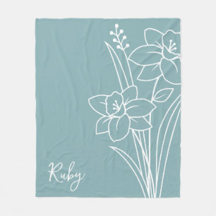 Birth Month Flower, March Calligraphy Name Fleece Blanket