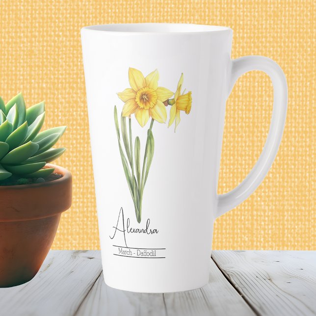 Birth Month Flower March Daffodil Latte Mug (Creator Uploaded)