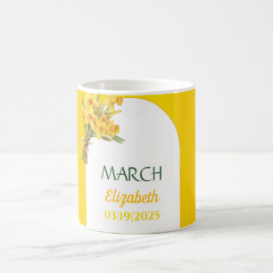 Birth Month Flower March Daffodil Personalised  Coffee Mug