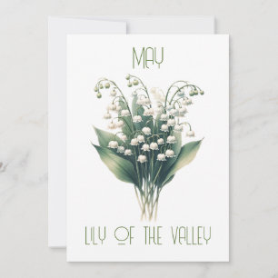 Birth Month Flower May Lily Birthday Holiday Card