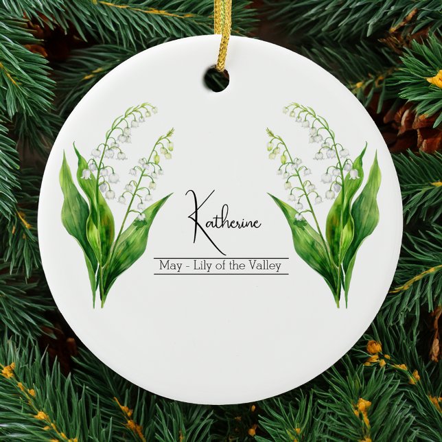 Birth Month Flower May Lily of the Valley Ceramic Ornament (Creator Uploaded)