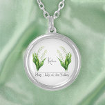 Birth Month Flower May Lily of the Valley Silver Plated Necklace<br><div class="desc">Featuring an illustration of lily of the valley flowers. Below the flowers, the name is written in a graceful script font. Beneath the name, it states "May - Lily of the Valley, " indicating that her birth month is May and her birth flower is the lily of the valley. It...</div>