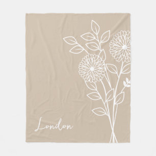 Birth Month Flower, November Calligraphy Name Fleece Blanket