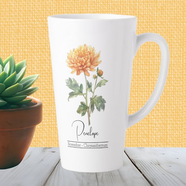 Birth Month Flower November Chrysanthemum Latte Mug (Creator Uploaded)