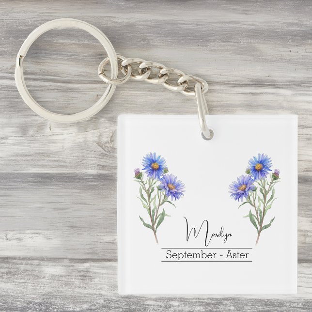 Birth Month Flower September Aster Key Ring (Creator Uploaded)