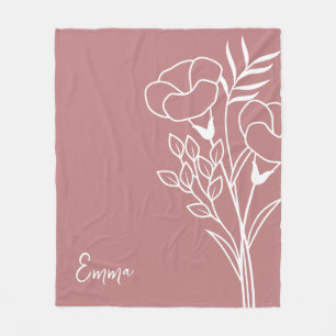 Birth Month Flower, September Calligraphy Name  Fleece Blanket