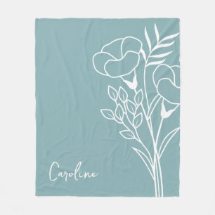 Birth Month Flower, September Calligraphy Name Fleece Blanket
