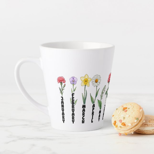 Birth Month Flowers: A Year of Blooms Latte Mug (In Situ)