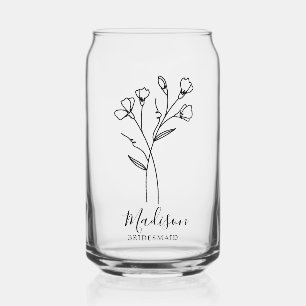 Birth Month Flowers April Sweet Pea Bridesmaid  Can Glass