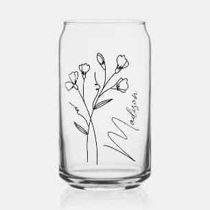  Birth Month Flowers April Sweet Pea Bridesmaid  Can Glass