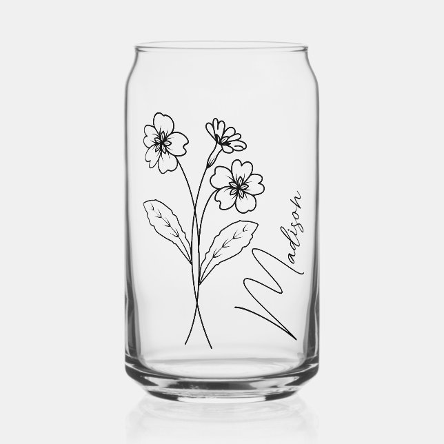 Birth Month Flowers February Primrose Bridesmaid  Can Glass (Front)