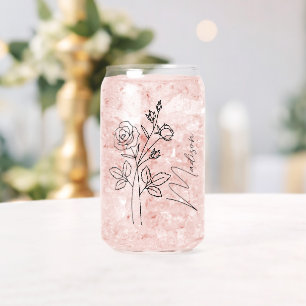 Birth Month Flowers June Rose Bridesmaid Gifts Can Glass