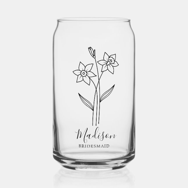 Birth Month Flowers March Daffodil Bridesmaid Can Glass (Front)