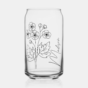  Birth Month Flowers May Hawthorn Bridesmaid Gifts Can Glass