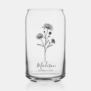 Birth Month Flowers September Aster Bridesmaid Can Glass